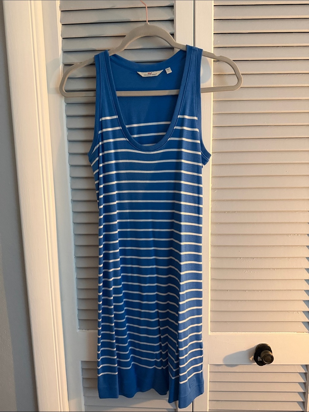 Vineyard Vines Blue and White Striped Sleeveless Midi Dress